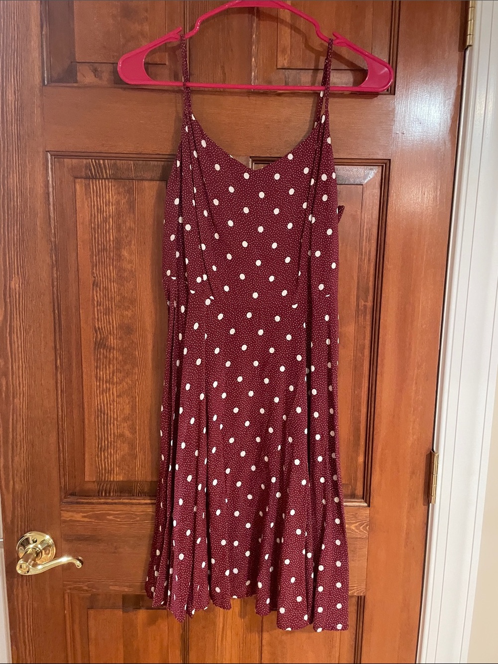 Old Navy Burgundy Polka Dot Midi Slip Dress